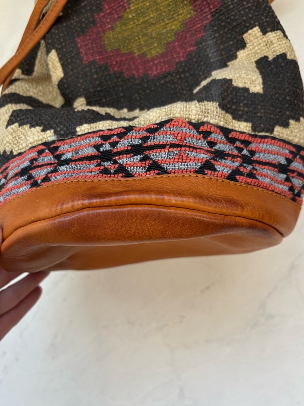 Free People Sling Bag In Desert Sunrise Combo Leather Aztec Southwestern Pattern - Picture 5 of 8
